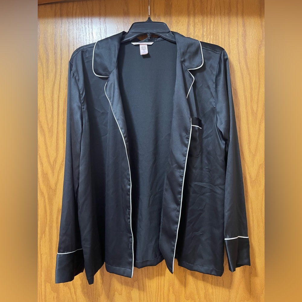 Victoria secret black silk pajama shirt